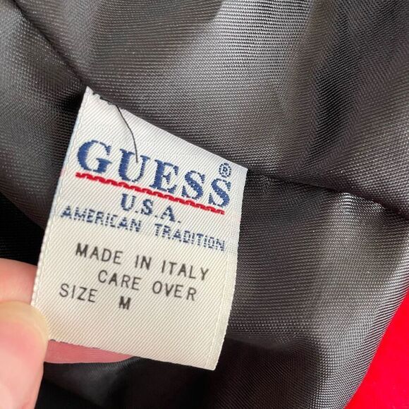 Vintage 80s Guess Faux Fur Red Open Front Teddy Coat M - Picture 5 of 6